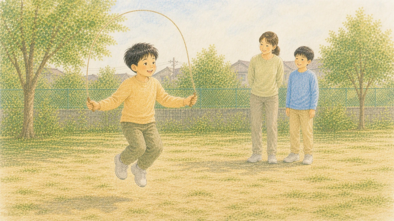 以前より生き生きと体を動かし、自分の得意を見つけた子どもの様子(イラスト)